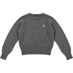 Polo Ralph Lauren‎ 90s Women Medium Charcoal Gray Crest Emblem Knit Wool Sweater